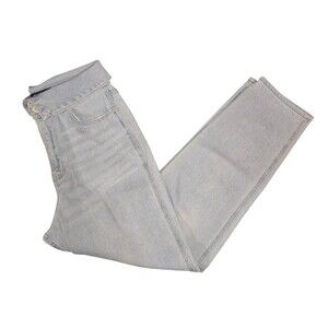 Hollister Ultra High Rise Mom Jeans Light Wash Sz 3R W26 L27 Foldover waistband